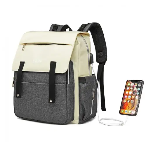 E1970 - Kono Multi Compartment Baby Changing Backpack with USB Connectivity - Grey by All Mart Bristol Ltd