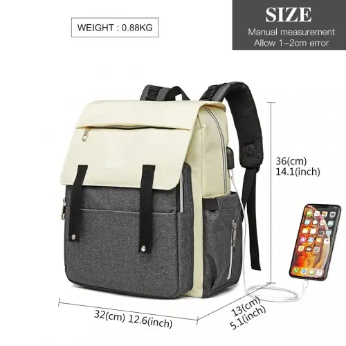 E1970 - Kono Multi Compartment Baby Changing Backpack with USB Connectivity - Grey by All Mart Bristol Ltd