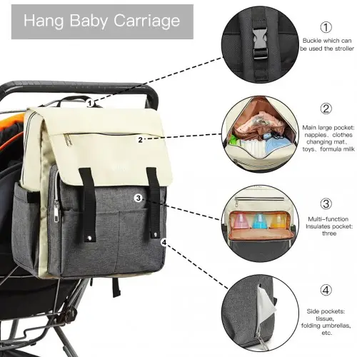 E1970 - Kono Multi Compartment Baby Changing Backpack with USB Connectivity - Grey by All Mart Bristol Ltd