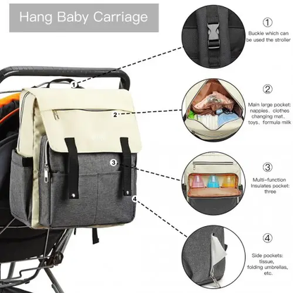 E1970 - Kono Multi Compartment Baby Changing Backpack with USB Connectivity - Grey by All Mart Bristol Ltd