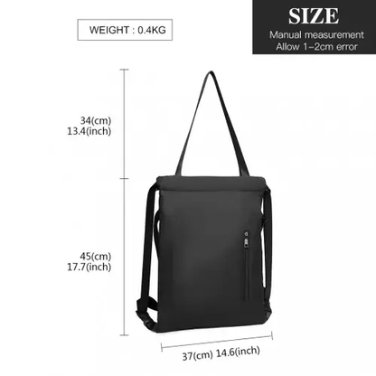 E6912 - Kono Nylon Multi Way Drawstring Backpack Shoulder Bag - Black by All Mart Bristol Ltd