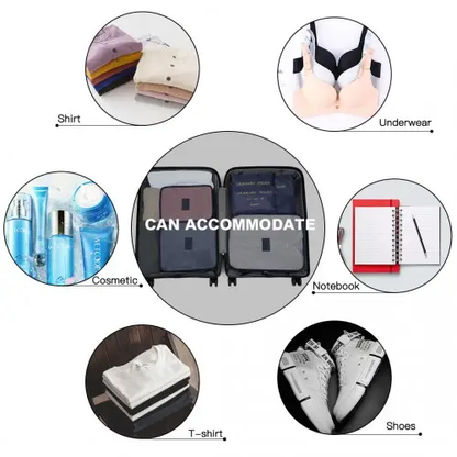 E2015 - Kono 6 Piece Polyester Travel Luggage Organiser Bag Set - Navy Blue by All Mart Bristol Ltd