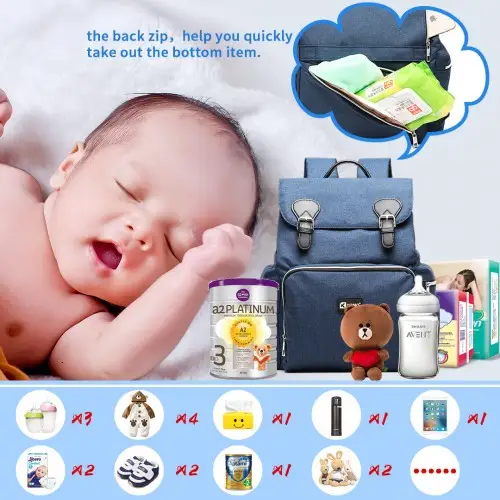 E1976 - Kono Travel Baby Changing Backpack with USB Charging Interface - Navy by All Mart Bristol Ltd