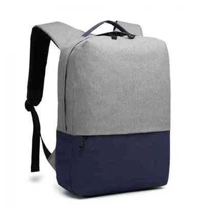 E6891 - Kono Waterproof Basic Backpack with USB Charging Port - Grey/Blue by All Mart Bristol Ltd