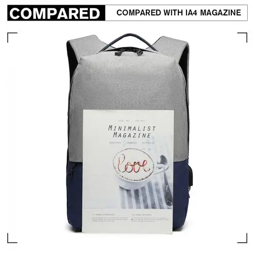 E6891 - Kono Waterproof Basic Backpack with USB Charging Port - Grey/Blue by All Mart Bristol Ltd