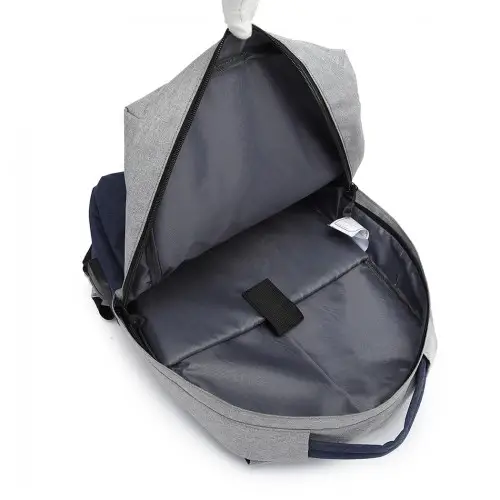 E6891 - Kono Waterproof Basic Backpack with USB Charging Port - Grey/Blue by All Mart Bristol Ltd