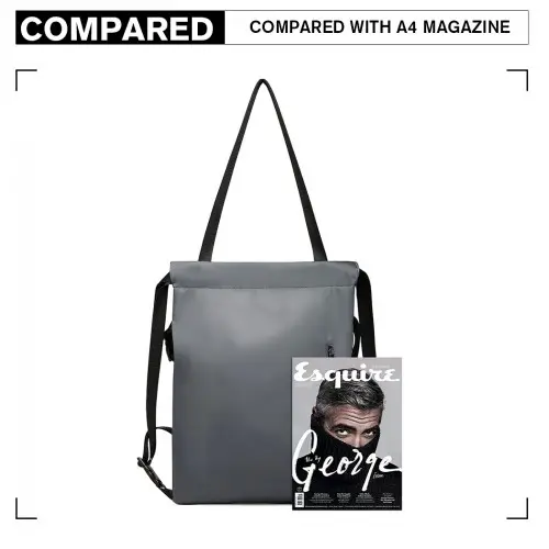 E6912 - Kono Nylon Multi Way Drawstring Backpack Shoulder Bag - Grey by All Mart Bristol Ltd