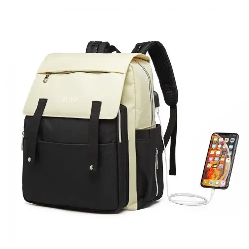 E1970 - Kono Multi Compartment Baby Changing Backpack with USB Connectivity - Black by All Mart Bristol Ltd