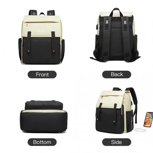 E1970 - Kono Multi Compartment Baby Changing Backpack with USB Connectivity - Black by All Mart Bristol Ltd