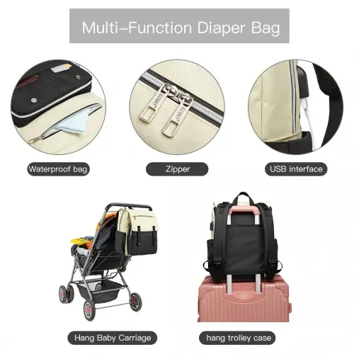 E1970 - Kono Multi Compartment Baby Changing Backpack with USB Connectivity - Black by All Mart Bristol Ltd