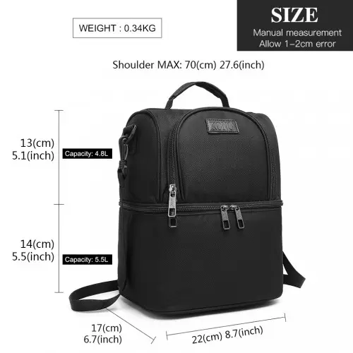 E1958-KONO INSULATED COOL BAG FAMILY LUNCH BOX - BLACK by All Mart Bristol Ltd