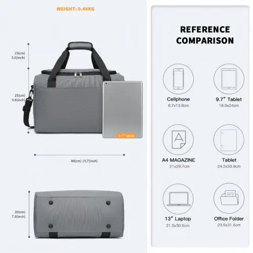E2016S - Kono Structured Travel Duffle Bag - Grey by All Mart Bristol Ltd