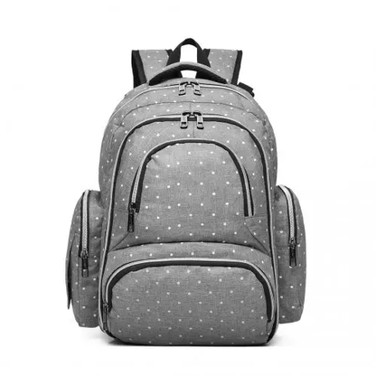 E6706D2 - Kono Large Capacity Multi Function Baby Diaper Backpack Polka Dot - Grey by All Mart Bristol Ltd