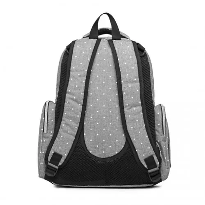 E6706D2 - Kono Large Capacity Multi Function Baby Diaper Backpack Polka Dot - Grey by All Mart Bristol Ltd