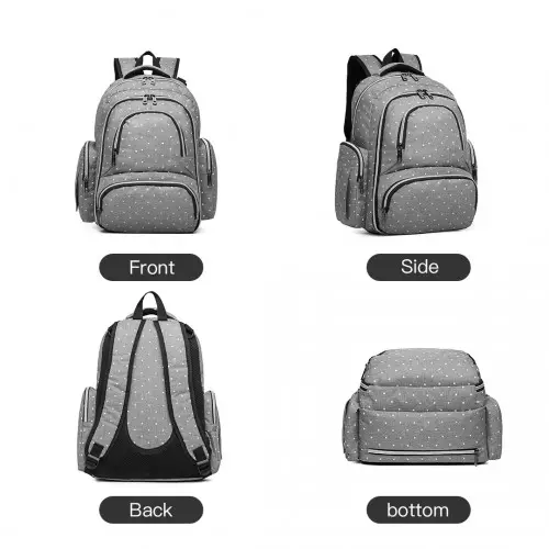 E6706D2 - Kono Large Capacity Multi Function Baby Diaper Backpack Polka Dot - Grey by All Mart Bristol Ltd