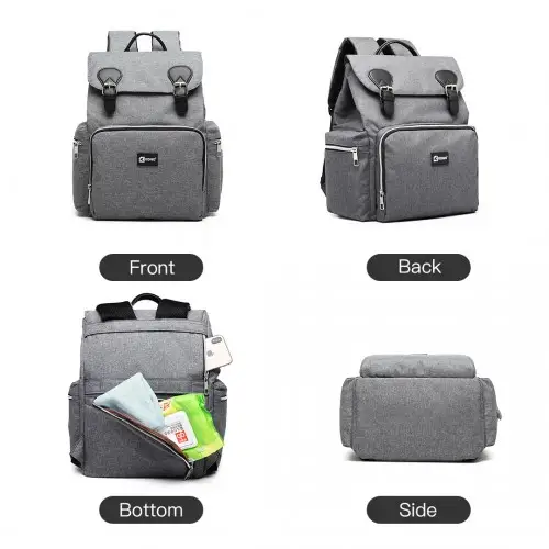 E1976 - Kono Travel Baby Changing Backpack with USB Charging Interface - Grey by All Mart Bristol Ltd