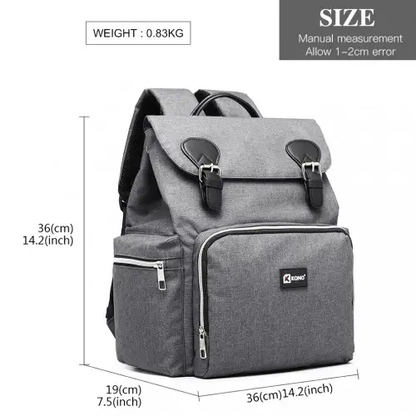 E1976 - Kono Travel Baby Changing Backpack with USB Charging Interface - Grey by All Mart Bristol Ltd