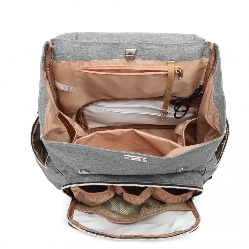 E1976 - Kono Travel Baby Changing Backpack with USB Charging Interface - Grey by All Mart Bristol Ltd