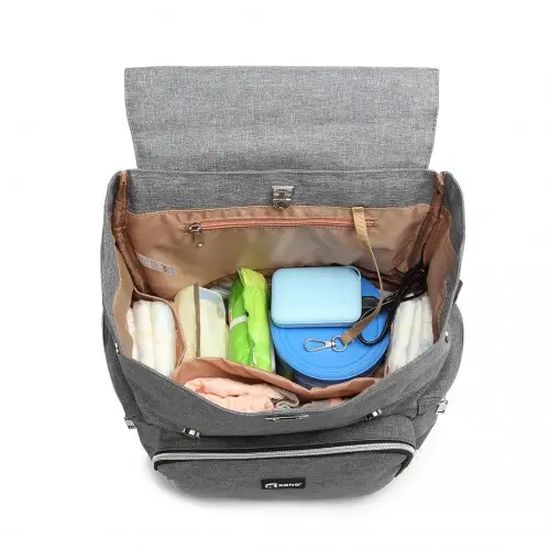 E1976 - Kono Travel Baby Changing Backpack with USB Charging Interface - Grey by All Mart Bristol Ltd