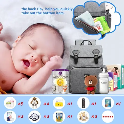 E1976 - Kono Travel Baby Changing Backpack with USB Charging Interface - Grey by All Mart Bristol Ltd