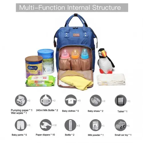 E6705 - Kono Wide Open Designed Baby Diaper Changing Backpack - Blue by All Mart Bristol Ltd