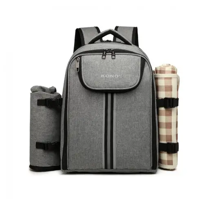 E6915 - Kono Canvas Picnic Backpack - Grey by All Mart Bristol Ltd