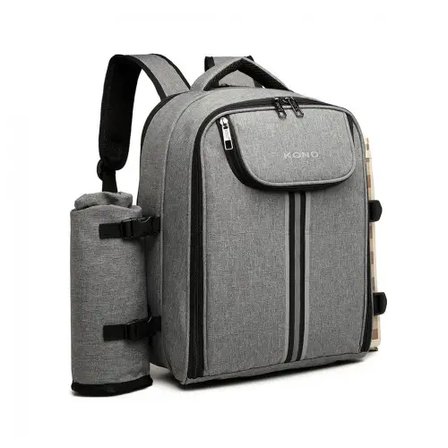 E6915 - Kono Canvas Picnic Backpack - Grey by All Mart Bristol Ltd