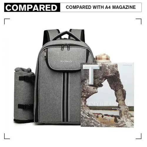 E6915 - Kono Canvas Picnic Backpack - Grey by All Mart Bristol Ltd