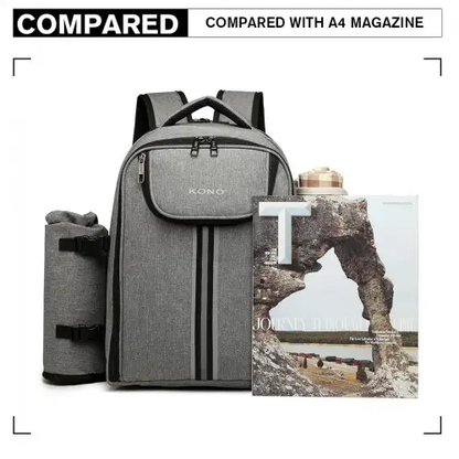 E6915 - Kono Canvas Picnic Backpack - Grey by All Mart Bristol Ltd