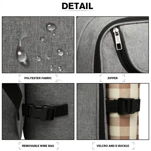 E6915 - Kono Canvas Picnic Backpack - Grey by All Mart Bristol Ltd