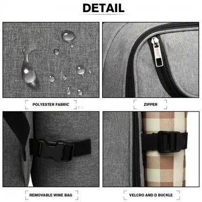 E6915 - Kono Canvas Picnic Backpack - Grey by All Mart Bristol Ltd