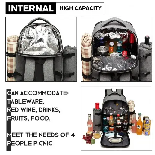 E6915 - Kono Canvas Picnic Backpack - Grey by All Mart Bristol Ltd
