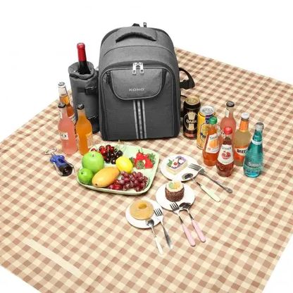 E6915 - Kono Canvas Picnic Backpack - Grey by All Mart Bristol Ltd