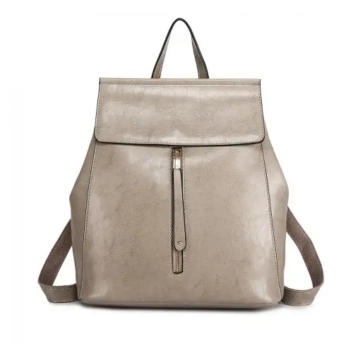 E6833 - MISS LULU Vintage Oil-Wax Faux Leather Backpack - Grey by All Mart Bristol Ltd