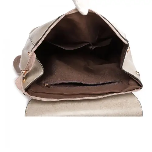 E6833 - MISS LULU Vintage Oil-Wax Faux Leather Backpack - Grey by All Mart Bristol Ltd