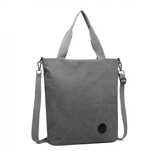 E1965 - Kono Large Canvas Unisex Messenger Bag - Grey by All Mart Bristol Ltd