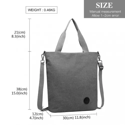 E1965 - Kono Large Canvas Unisex Messenger Bag - Grey by All Mart Bristol Ltd