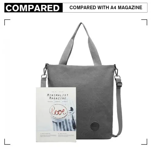 E1965 - Kono Large Canvas Unisex Messenger Bag - Grey by All Mart Bristol Ltd
