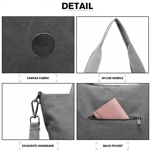 E1965 - Kono Large Canvas Unisex Messenger Bag - Grey by All Mart Bristol Ltd