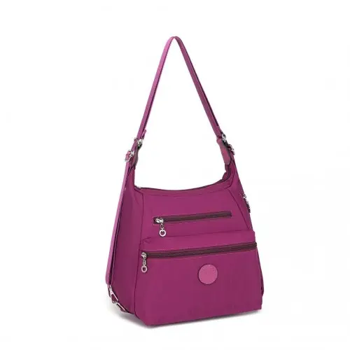 EH2063 - Kono Three Way Multipurpose Casual Shoulder Bag With Double Zippers - Purple by All Mart Bristol Ltd