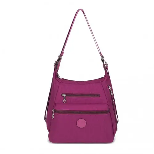 EH2063 - Kono Three Way Multipurpose Casual Shoulder Bag With Double Zippers - Purple by All Mart Bristol Ltd