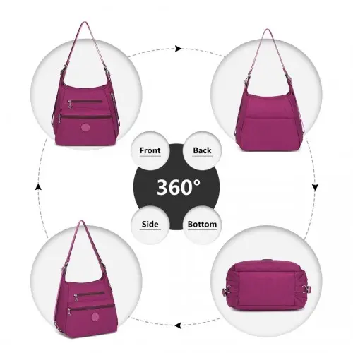 EH2063 - Kono Three Way Multipurpose Casual Shoulder Bag With Double Zippers - Purple by All Mart Bristol Ltd