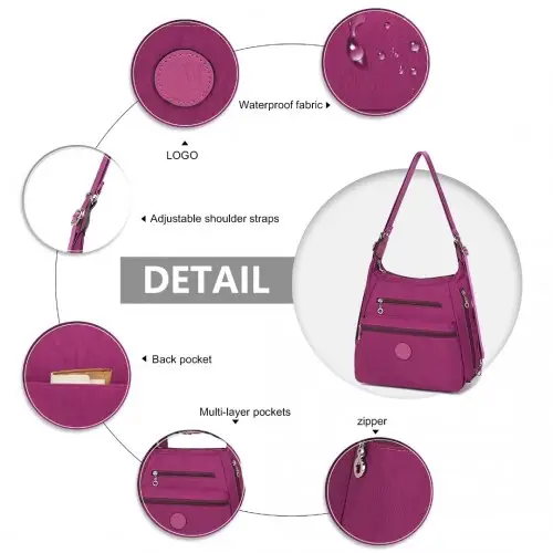 EH2063 - Kono Three Way Multipurpose Casual Shoulder Bag With Double Zippers - Purple by All Mart Bristol Ltd