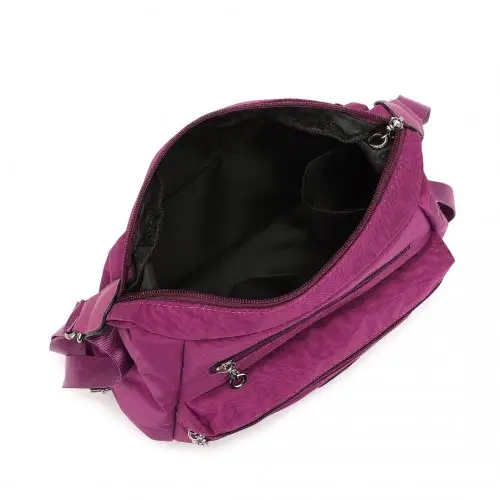 EH2063 - Kono Three Way Multipurpose Casual Shoulder Bag With Double Zippers - Purple by All Mart Bristol Ltd