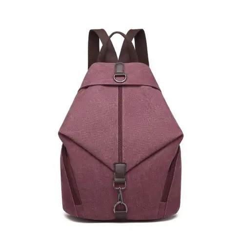 EB2044 - Kono Fashion Anti-Theft Canvas Backpack - Claret by All Mart Bristol Ltd