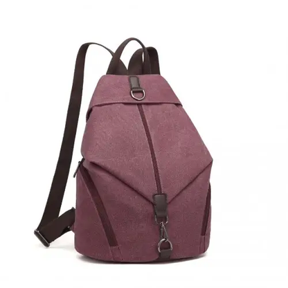 EB2044 - Kono Fashion Anti-Theft Canvas Backpack - Claret by All Mart Bristol Ltd