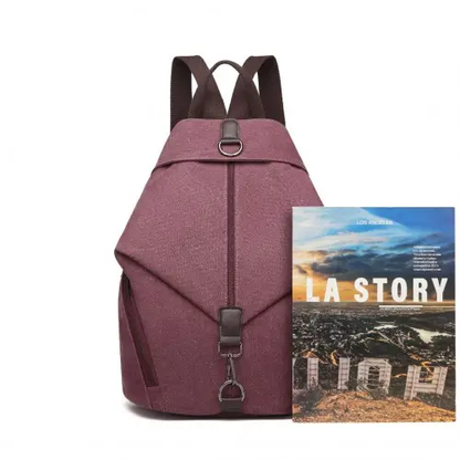EB2044 - Kono Fashion Anti-Theft Canvas Backpack - Claret by All Mart Bristol Ltd
