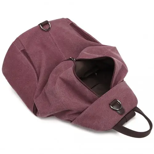 EB2044 - Kono Fashion Anti-Theft Canvas Backpack - Claret by All Mart Bristol Ltd