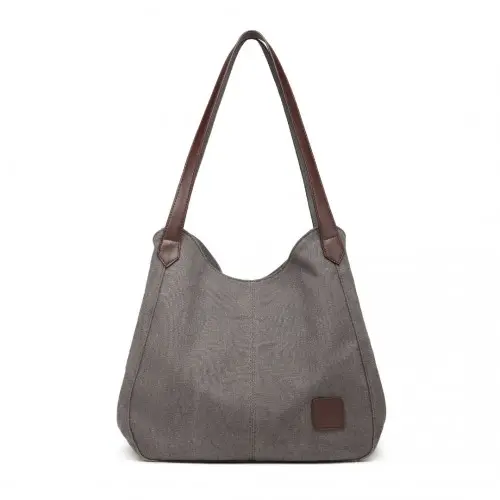 EB2040L - Kono Canvas Shoulder Tote Bag - Grey by All Mart Bristol Ltd