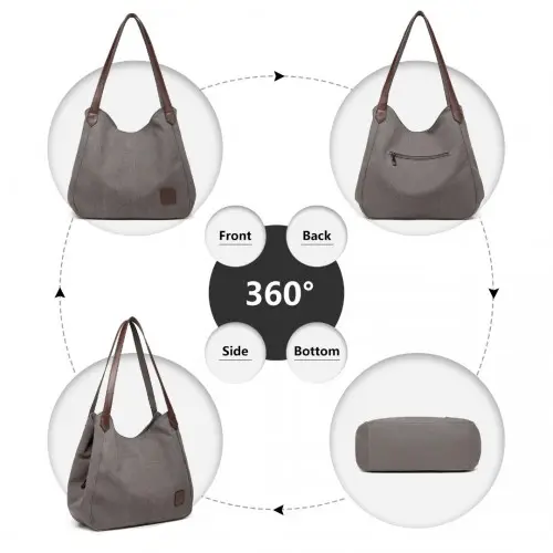 EB2040L - Kono Canvas Shoulder Tote Bag - Grey by All Mart Bristol Ltd